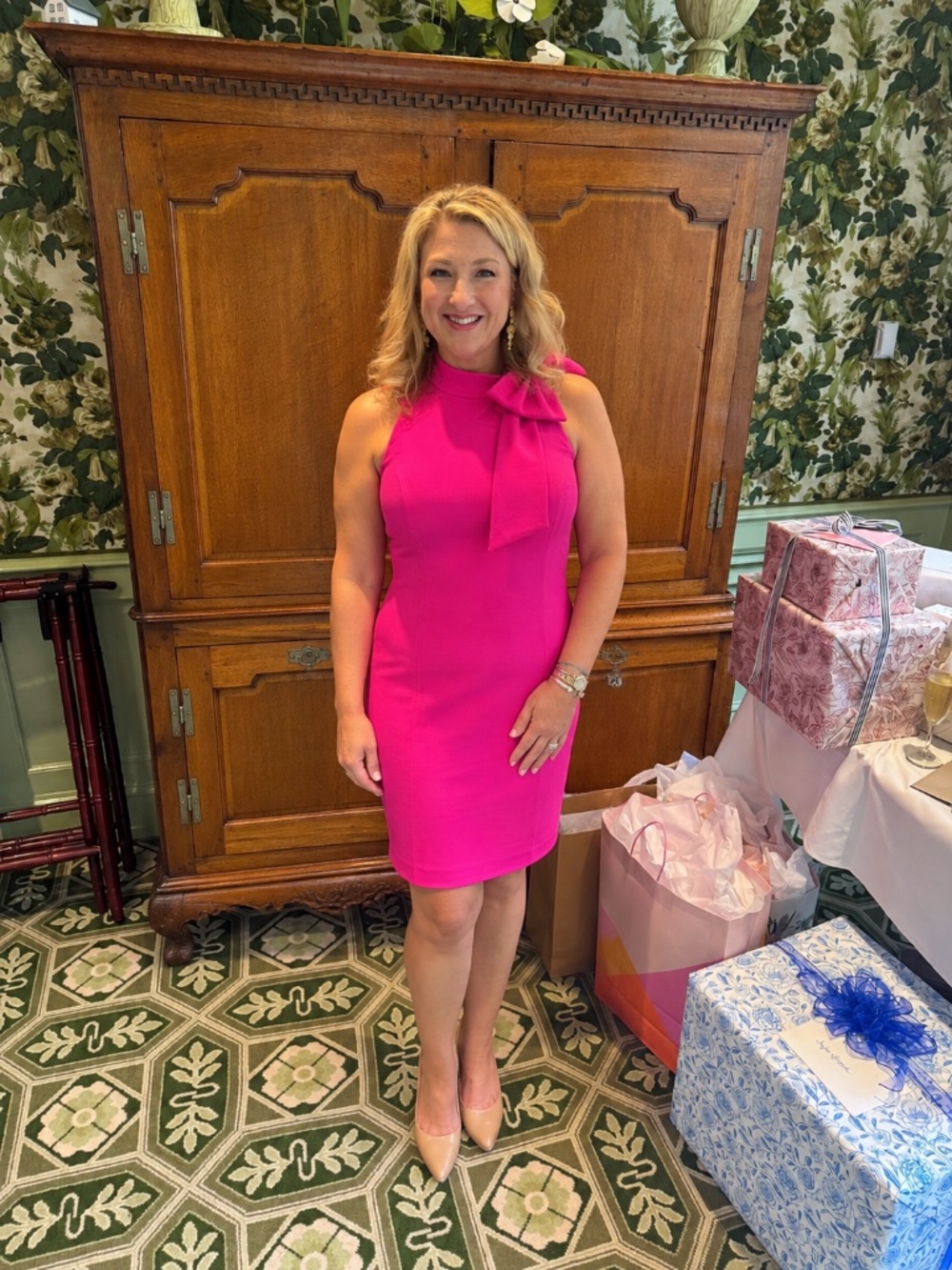 Eliza J Fuchsia Bow Sheath Mini Dress Size 12